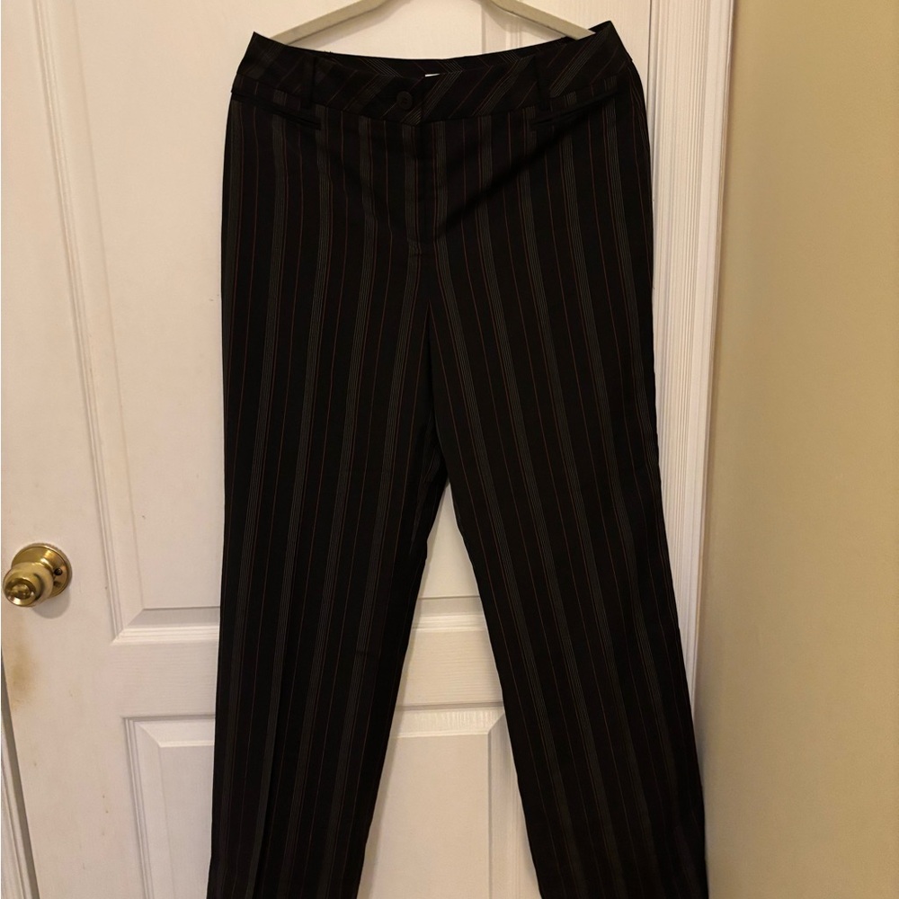 LOFT Black and Red Pinstripe Pants (Laura), Like New